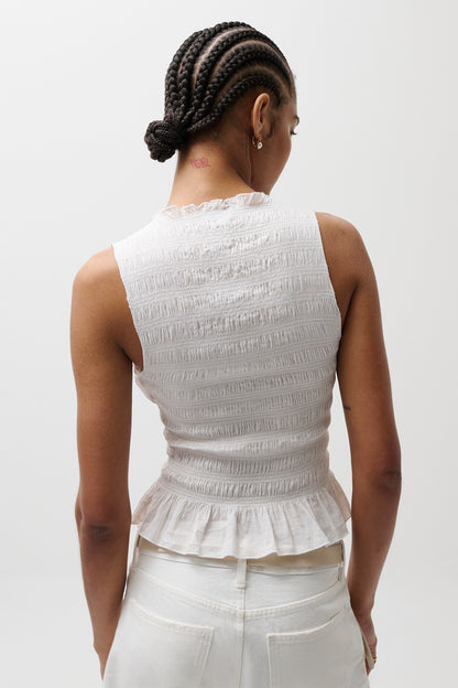 Phoebe Smocked Tank - Le Blanc