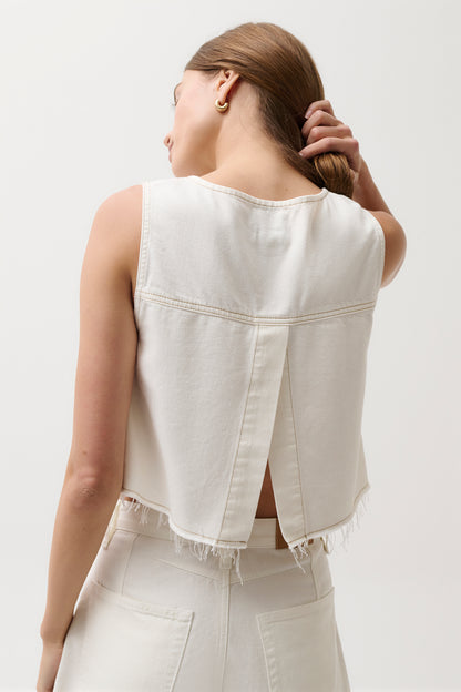 Rue Cropped Swing Shirt - Off White