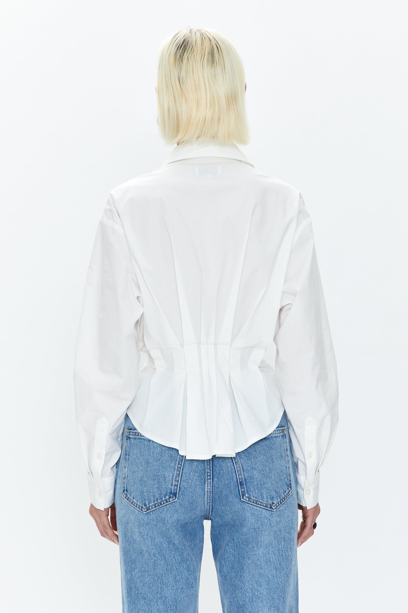 Julie Pleated Button Down Shirt - Le Blanc