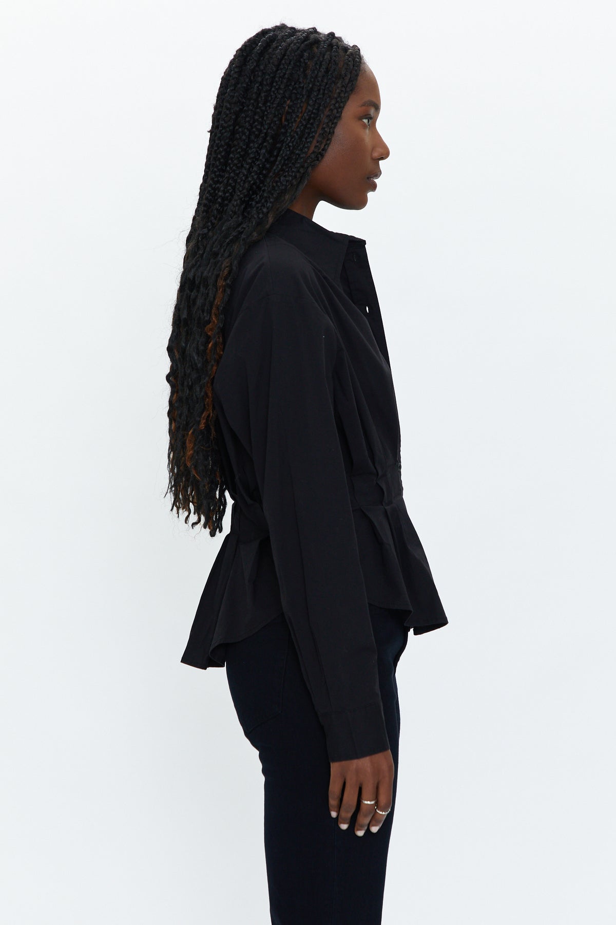 Julie Pleated Button Down Shirt - Noir