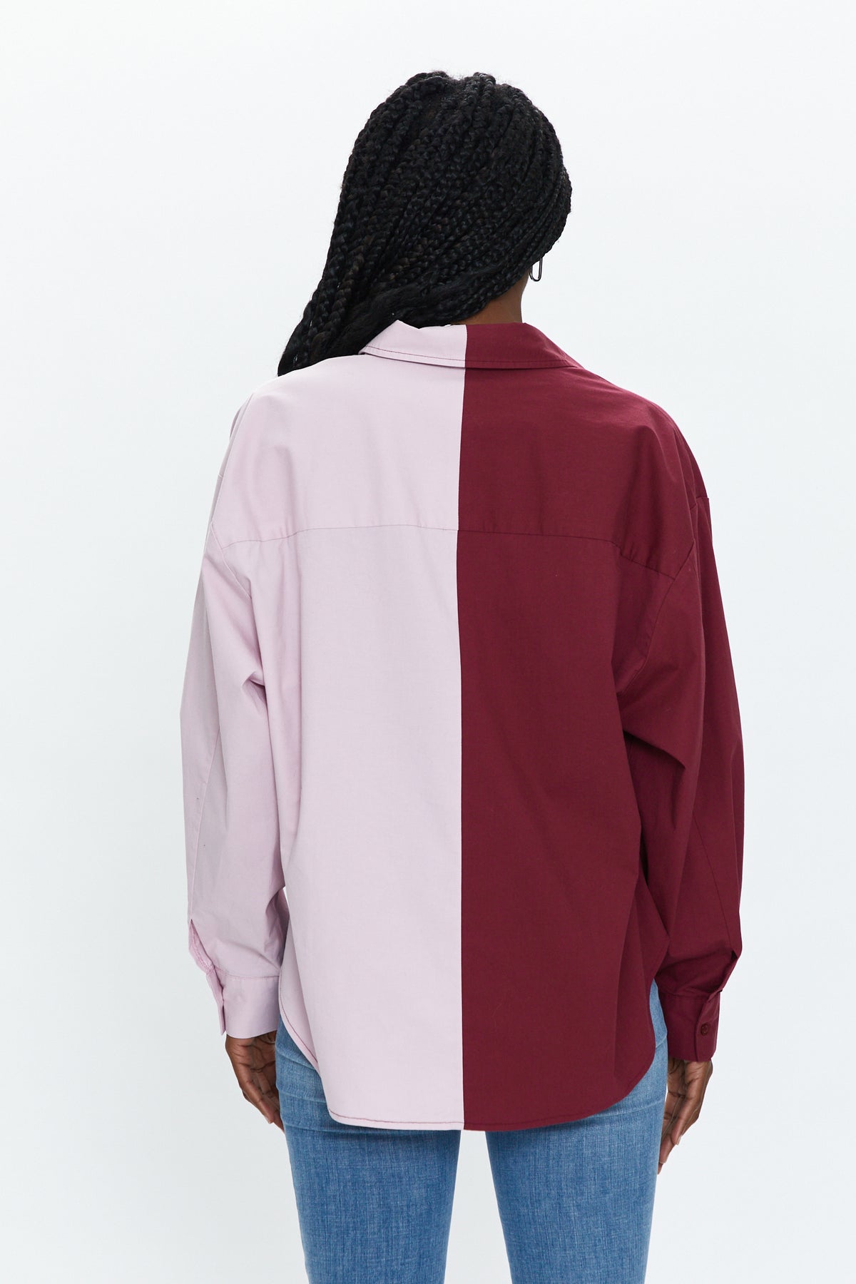 Sloane Oversized Button Down Shirt - Bordeaux Pink Split
