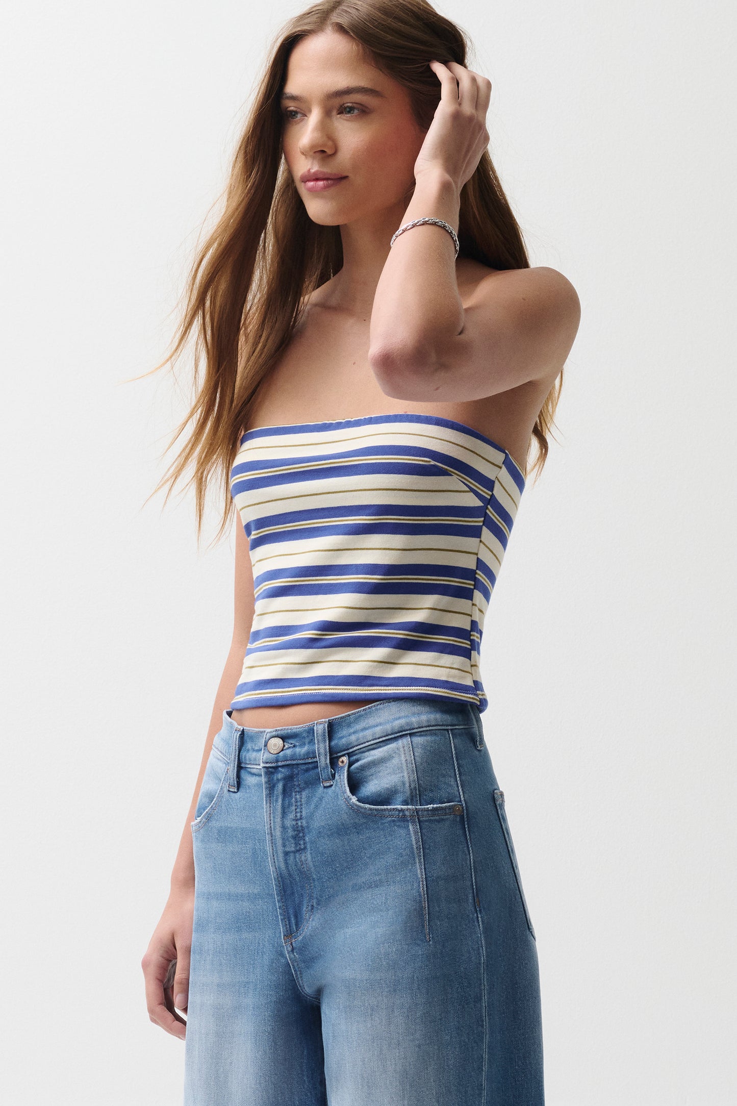 Beverly Tube Top - Egyptian Blue Stripe
