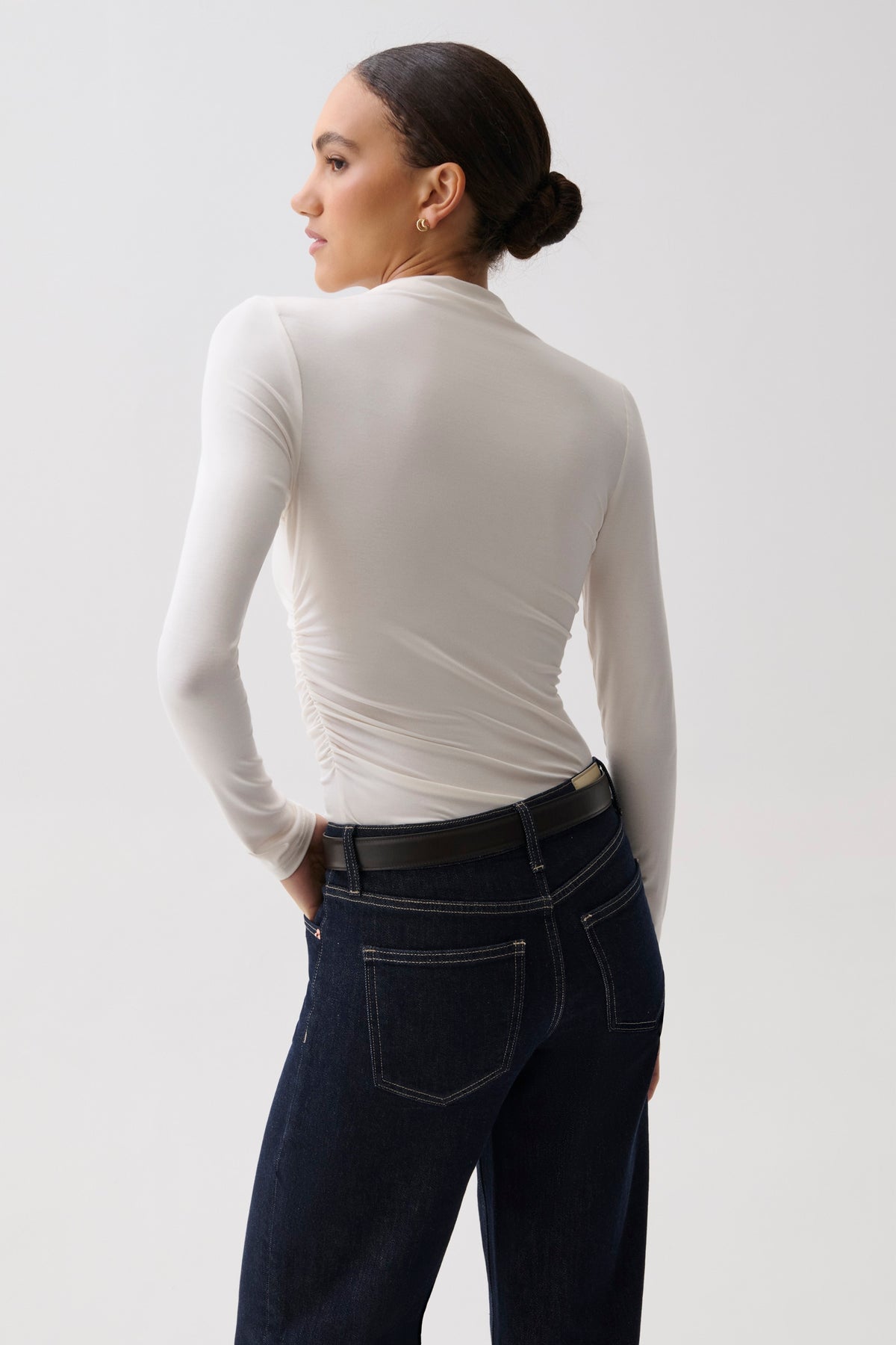 Nathalia Draped Mock Neck - Soft White