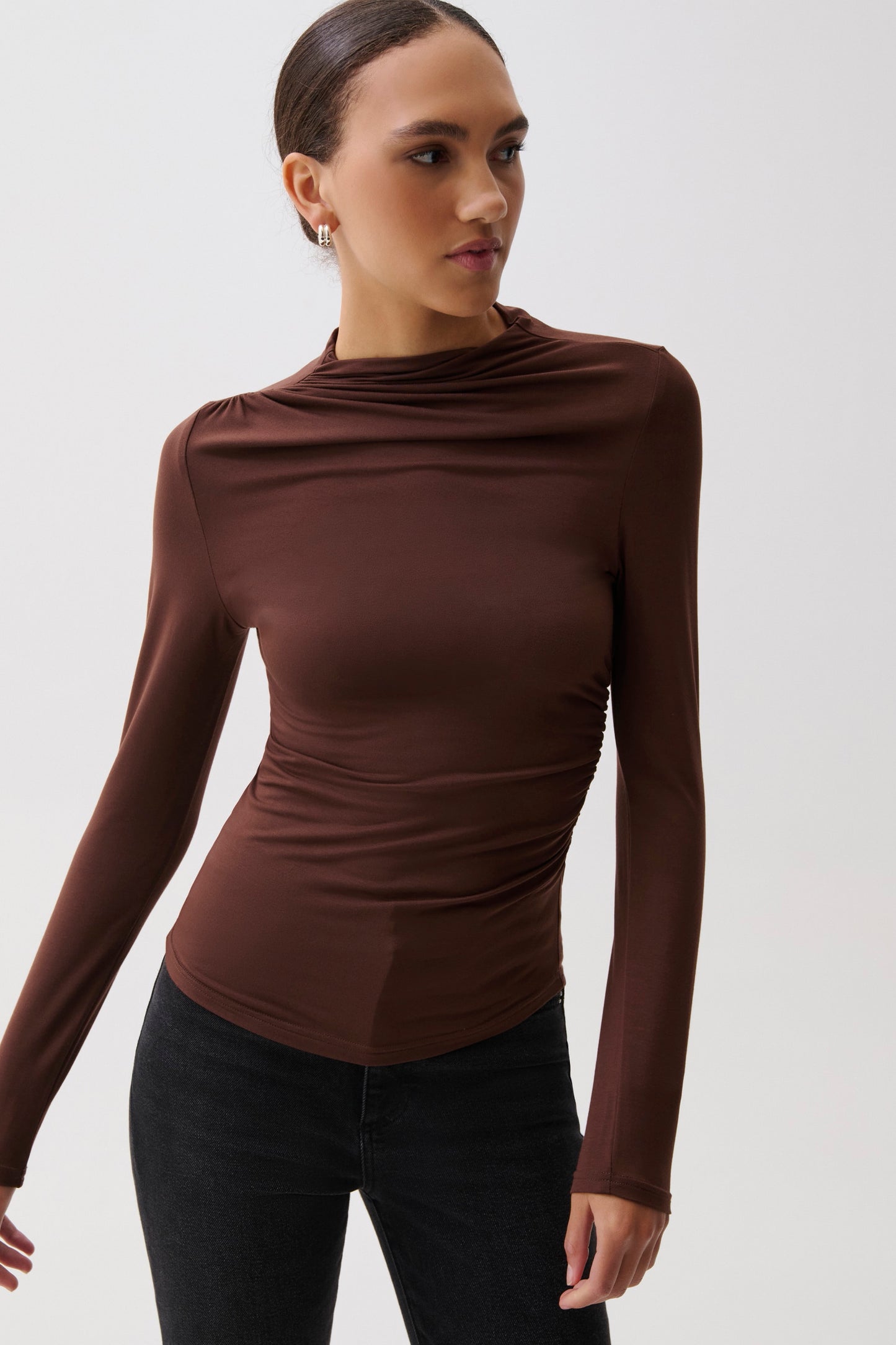 Nathalia Draped Mock Neck - Woodland