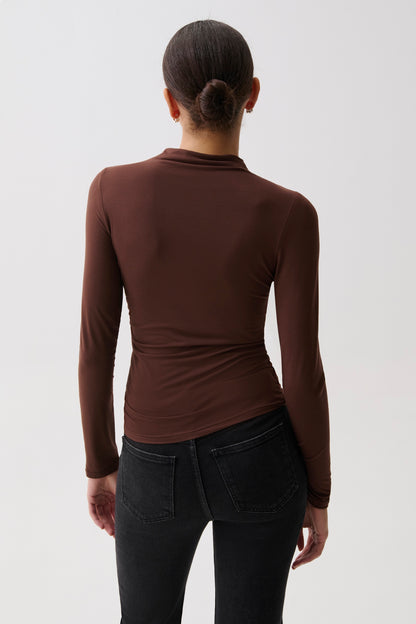 Nathalia Draped Mock Neck - Woodland