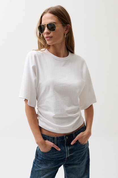 Pistola Veronica Kimono Sleeve Fitted Tee - White relaxed jeans