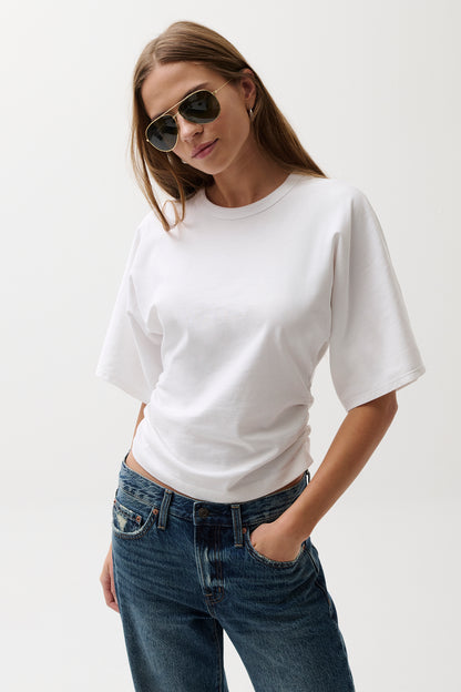 Pistola Veronica Kimono Sleeve Fitted Tee - White jeans