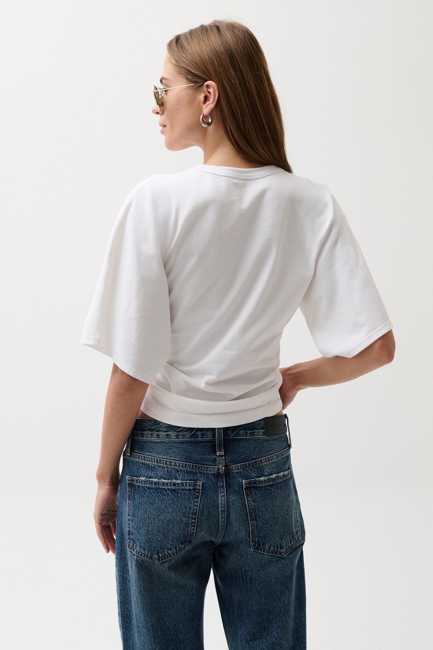 Pistola Veronica Kimono Sleeve Fitted Tee - White jeans