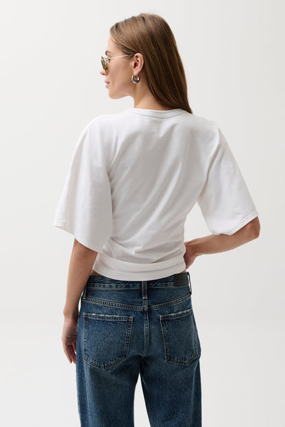 Pistola Veronica Kimono Sleeve Fitted Tee - White jeans