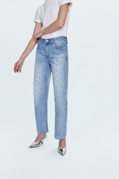 Lexi Mid Rise Bowed Straight Jean - Aries