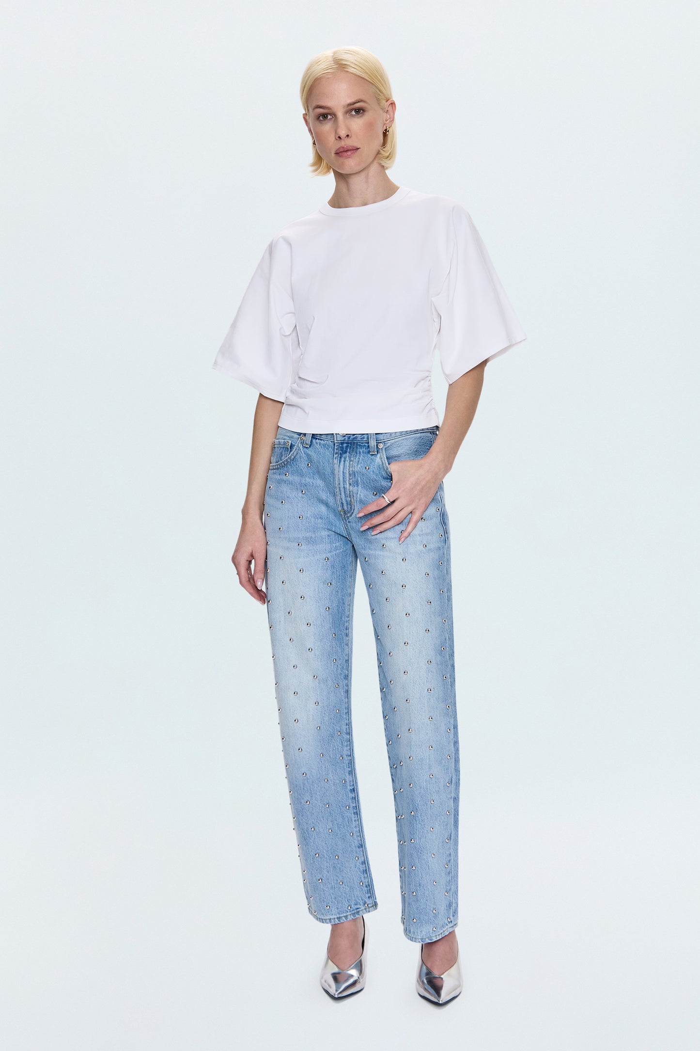 Veronica Kimono Sleeve Fitted Tee - White