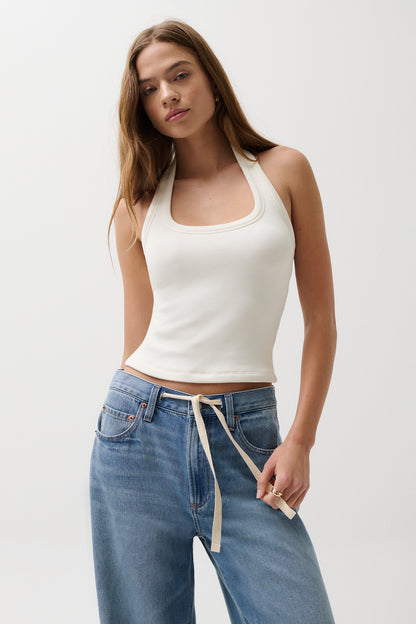 Pistola Nattie Modal Halter Top - Soft White jeans