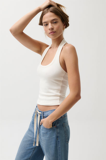 Pistola Nattie Modal Halter Top - Soft White jeans