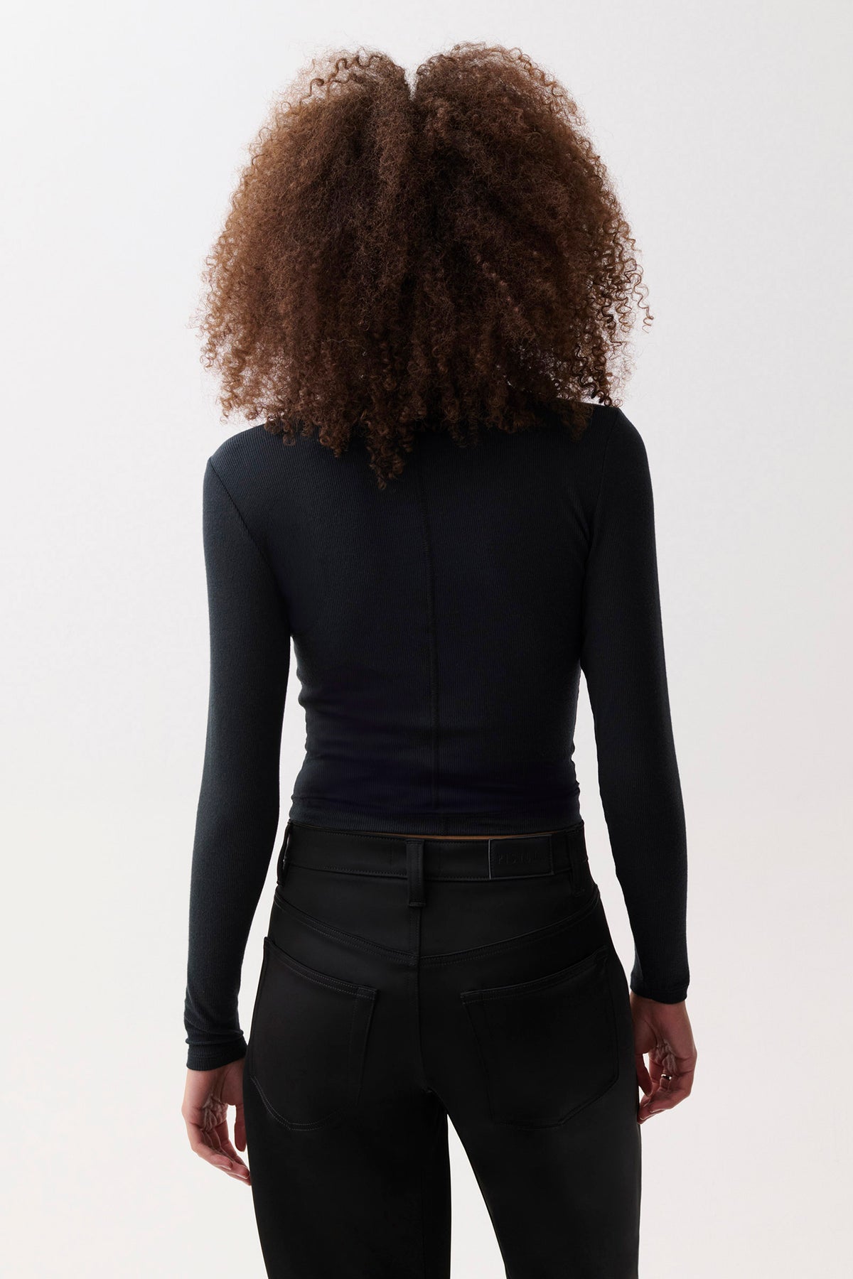Dara Long Sleeve Funnel Neck Top - Noir