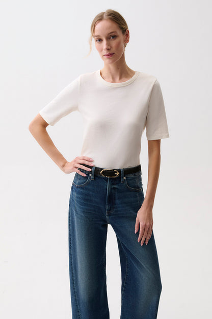 Melika Quarter Sleeve Tee - Soft White