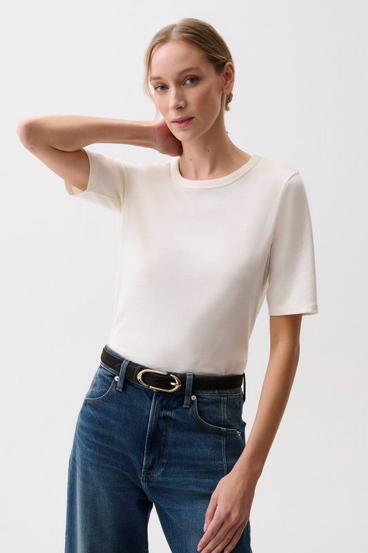 Melika Quarter Sleeve Tee - Soft White