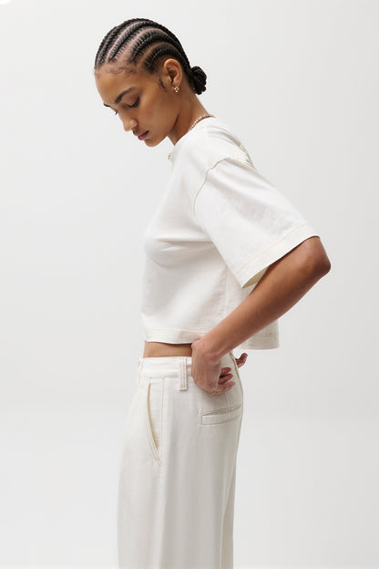 Mae Cropped Tee - Soft White