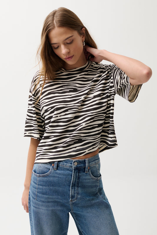 Mae Cropped Tee - Zebra