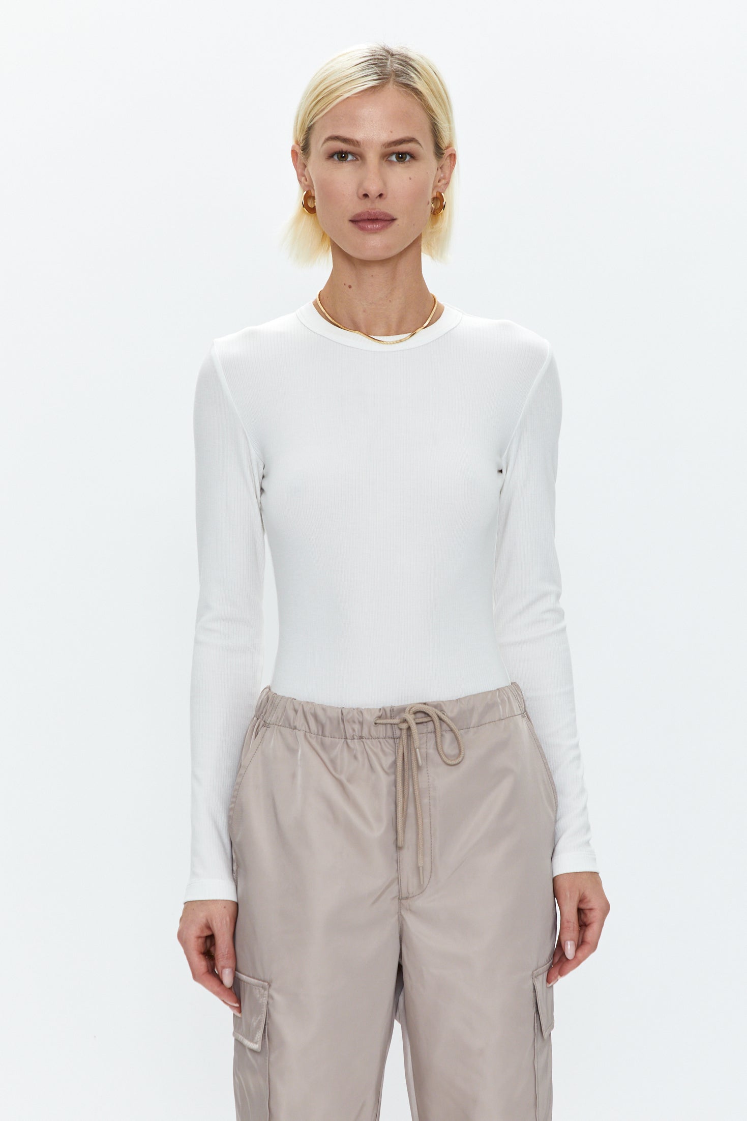 Bailey Long Sleeve Crew Neck Thong Bodysuit - Le Blanc