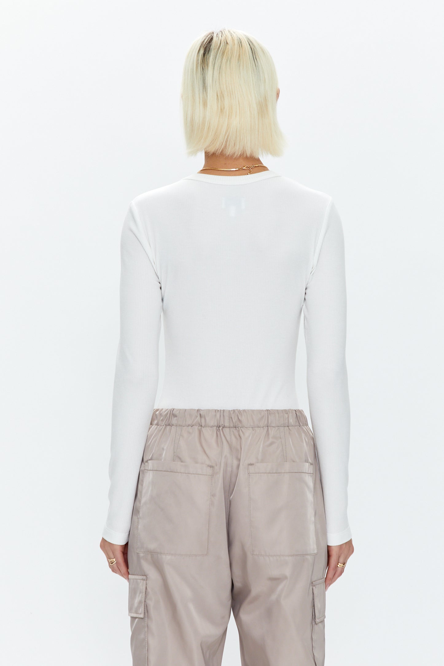 Bailey Long Sleeve Crew Neck Thong Bodysuit - Le Blanc