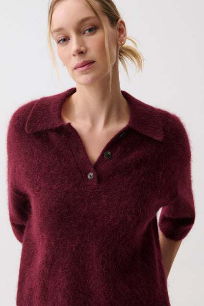 Nadya Polo Sweater - Cherry Wine