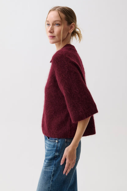 Nadya Polo Sweater - Cherry Wine