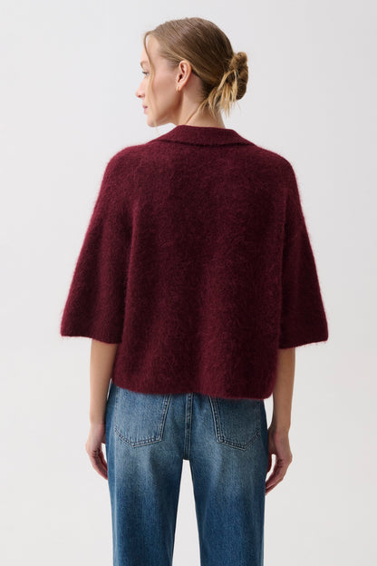 Nadya Polo Sweater - Cherry Wine