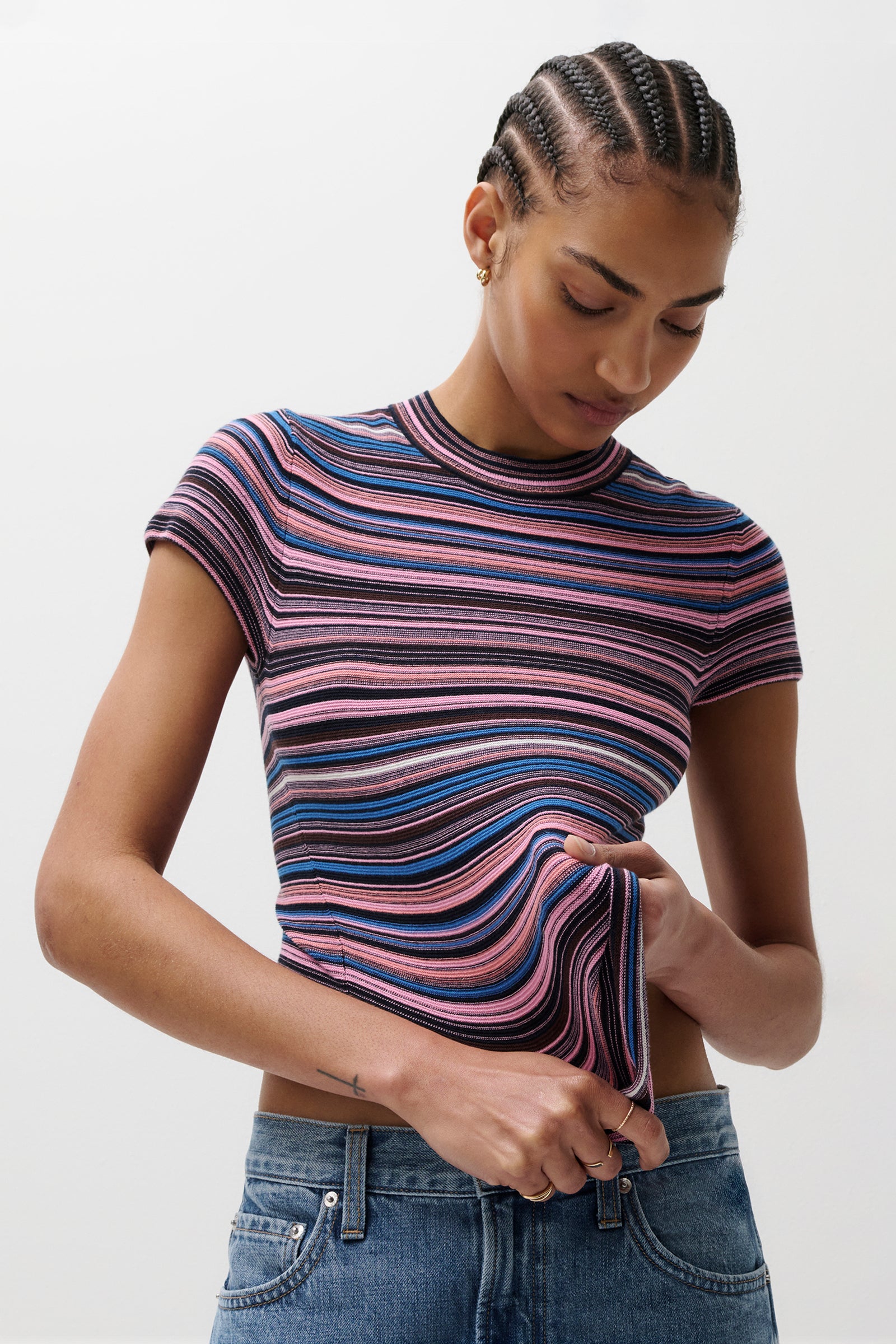 Selene Sweater Tee - Egyptian Blue Stripe – Pistola Denim