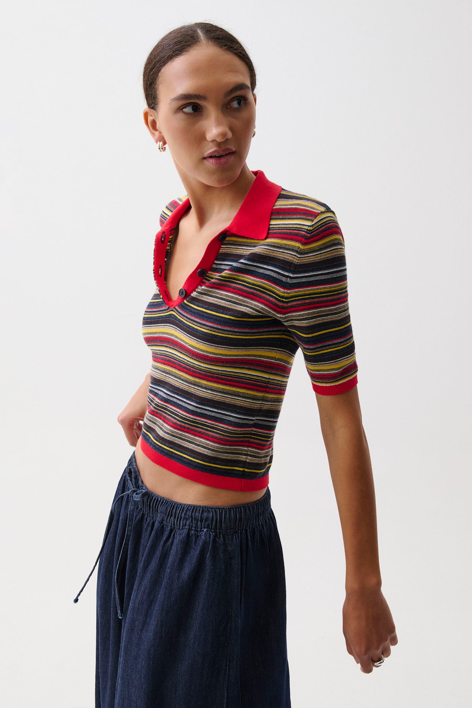 Ashlee Polo Sweater - Negroni Stripe – Pistola Denim