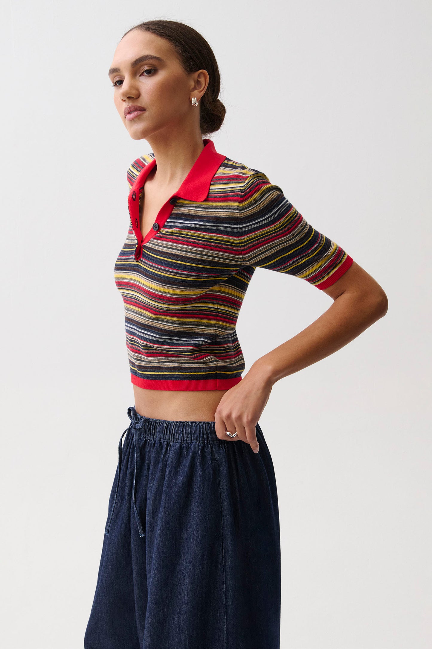 Ashlee Polo Sweater - Negroni Stripe