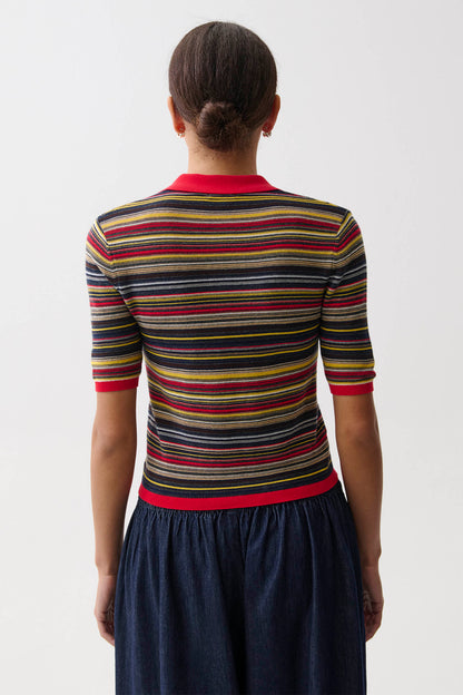 Ashlee Polo Sweater - Negroni Stripe
