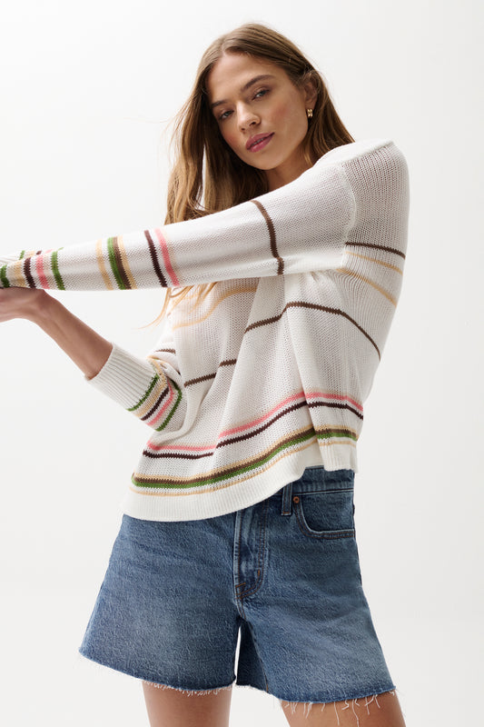 Eva Crewneck Sweater - Light Turmeric Stripe