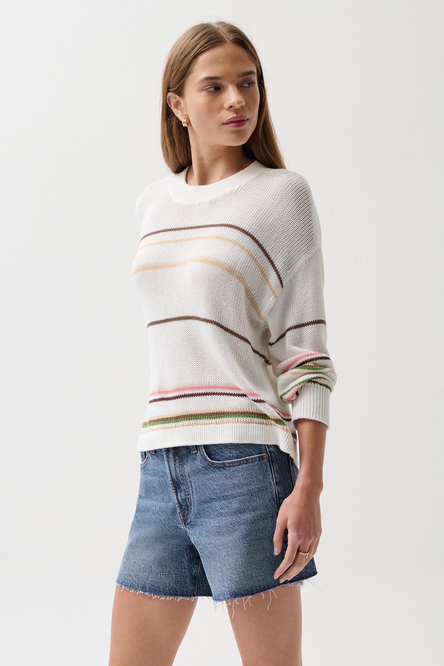 Eva Crewneck Sweater - Light Turmeric Stripe