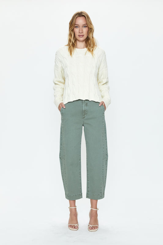 Eli High Rise Arched Trouser Jean - Calvary Olive