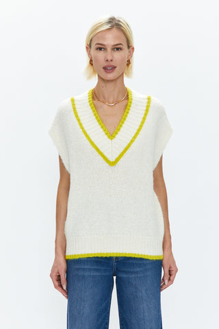 Kiran Sweater Vest -  Ecru With Zest