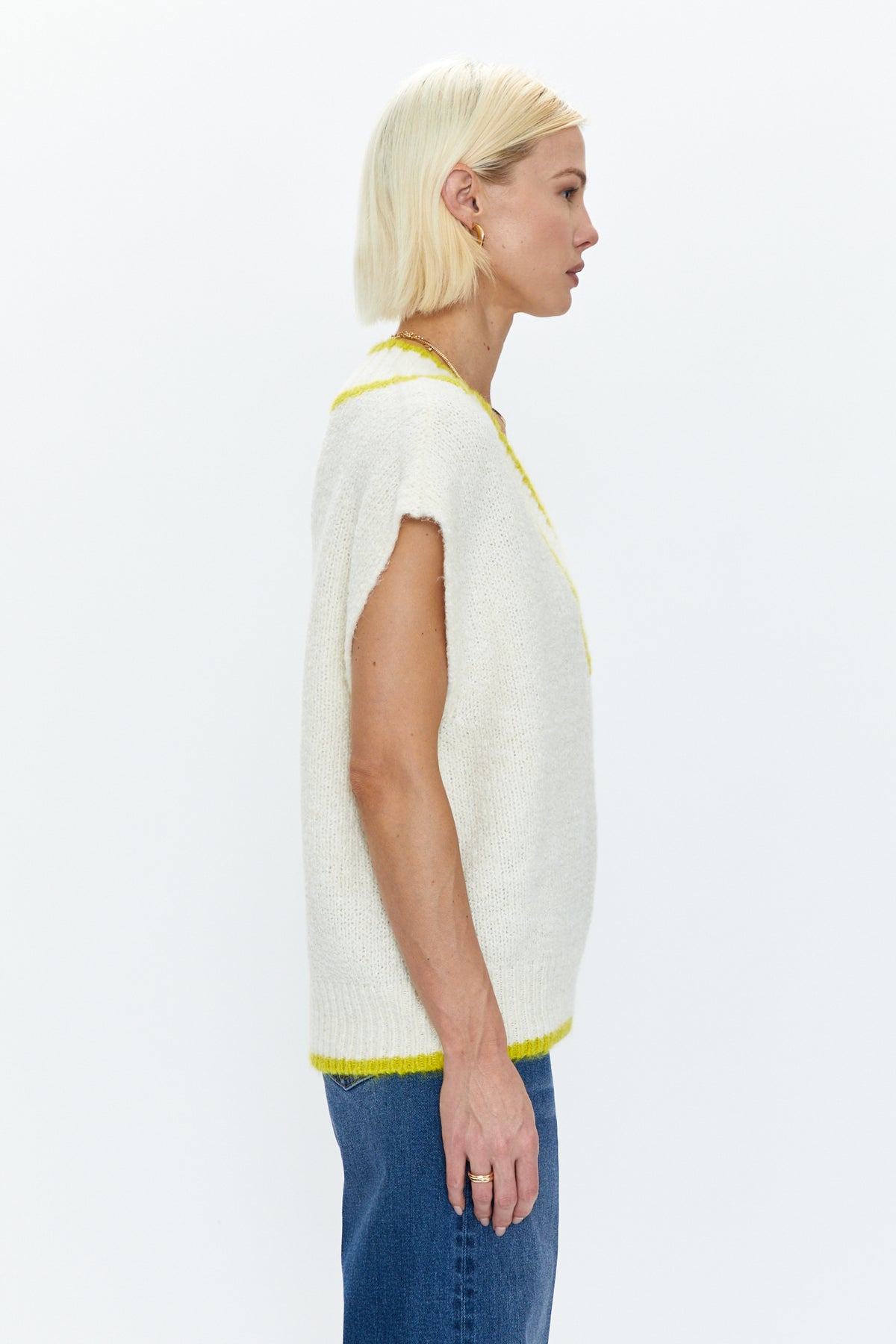 Kiran Sweater Vest -  Ecru With Zest