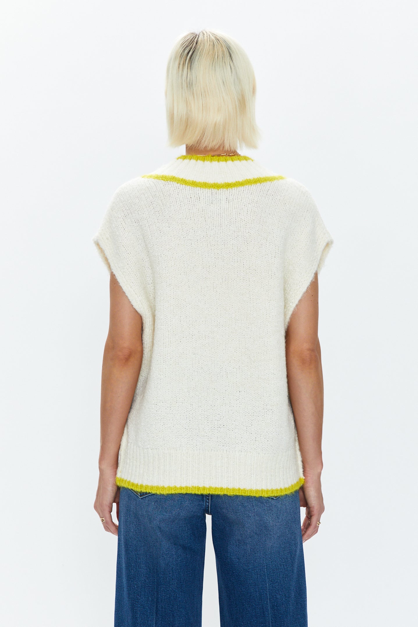 Kiran Sweater Vest -  Ecru With Zest