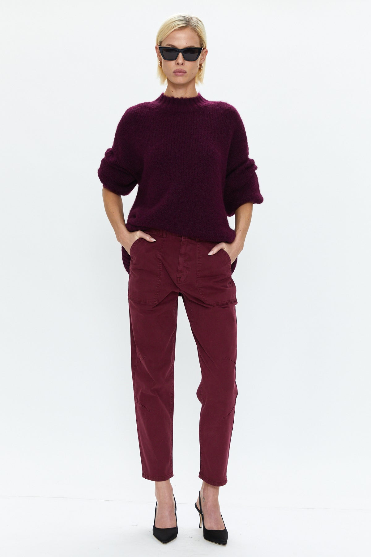 Carlen Mock Neck Sweater - Aubergine