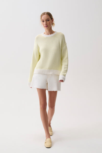 Aura Relaxed Crew Neck Sweater - Limeade