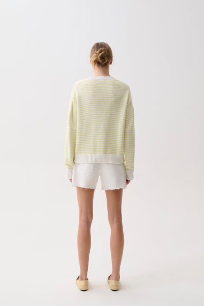 Aura Relaxed Crew Neck Sweater - Limeade