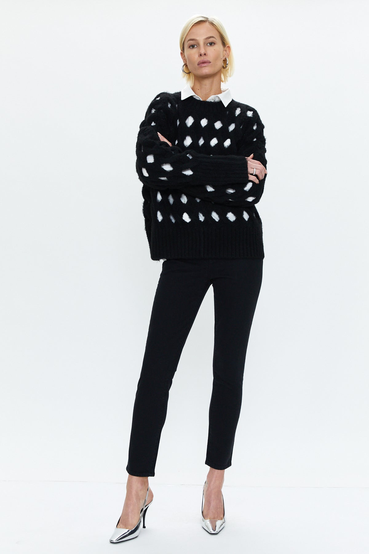 Darya Open Knit Pullover Sweater - Midnight