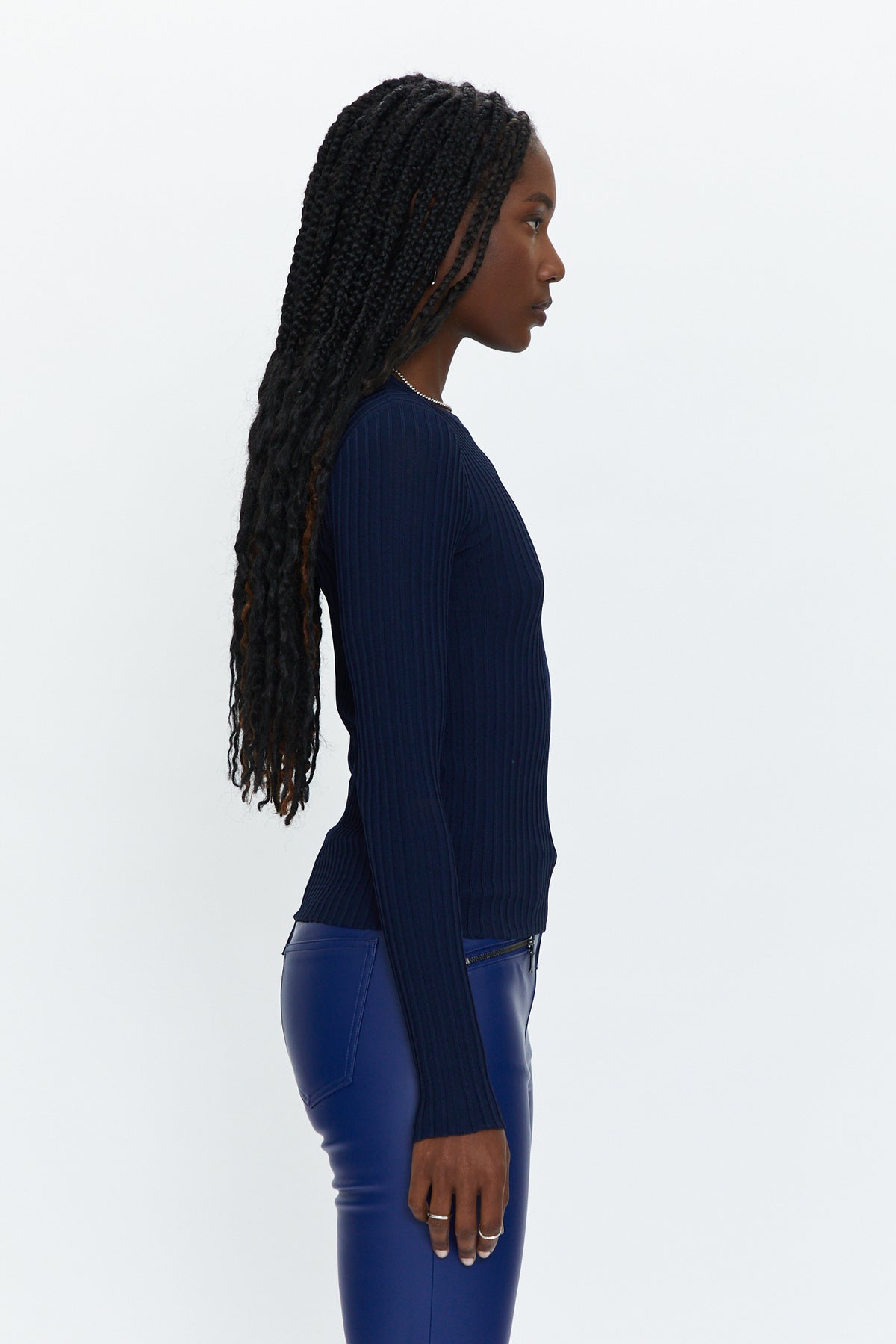Betty Asymmetric Sweater Tee - Navy