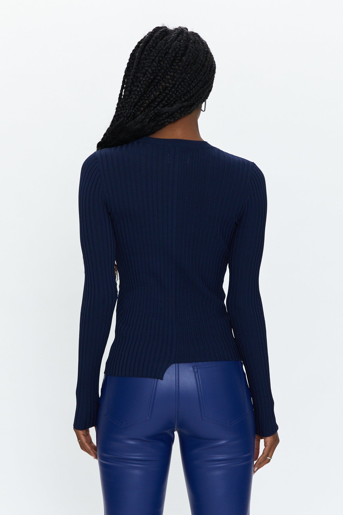 Betty Asymmetric Sweater Tee - Navy