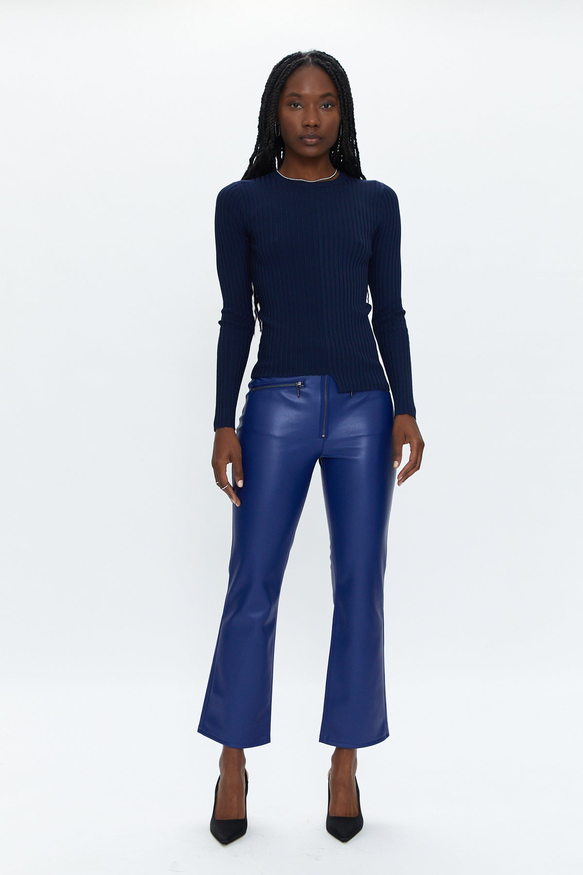 Betty Asymmetric Sweater Tee - Navy