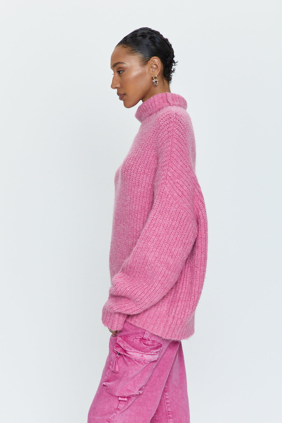 Ashley Turtleneck Sweater - Aurora Pink