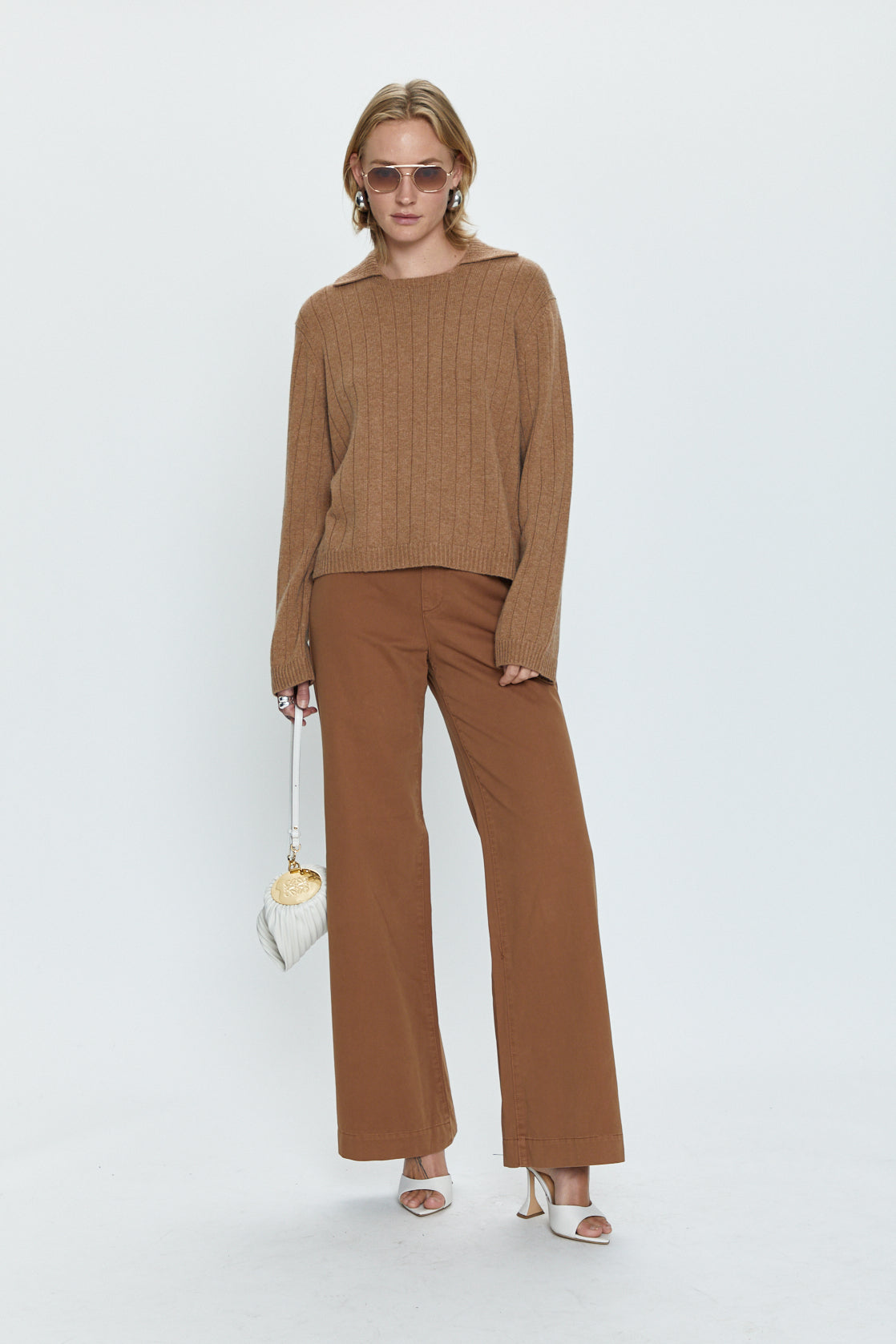 Jasmine High Rise Wide Leg Trouser - Sepia