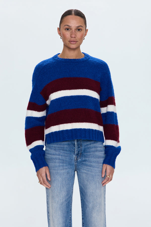 Adina Sweater - Azure Claret Stripe