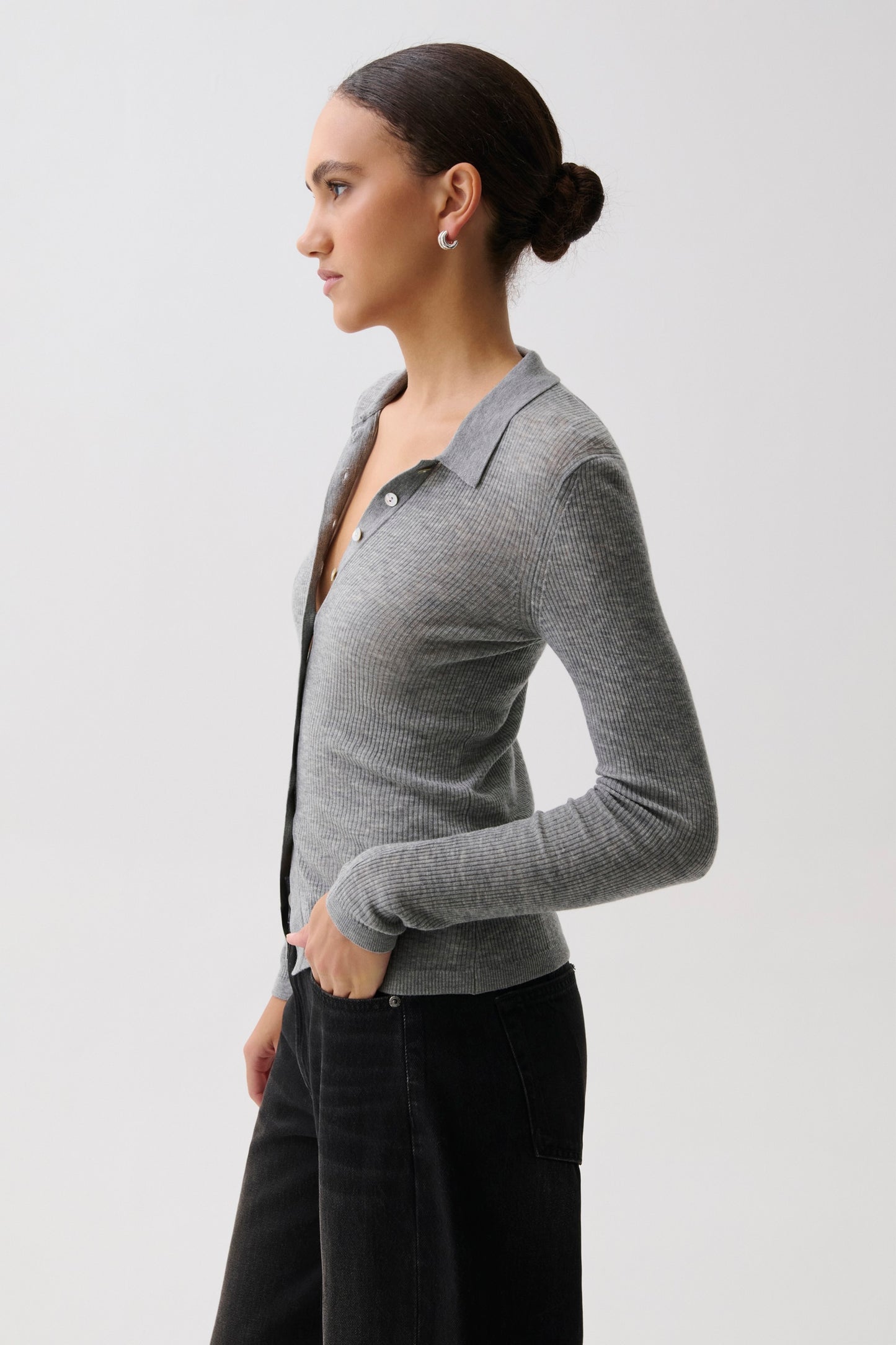 Korey Featherweight Cardigan - Heather Charcoal