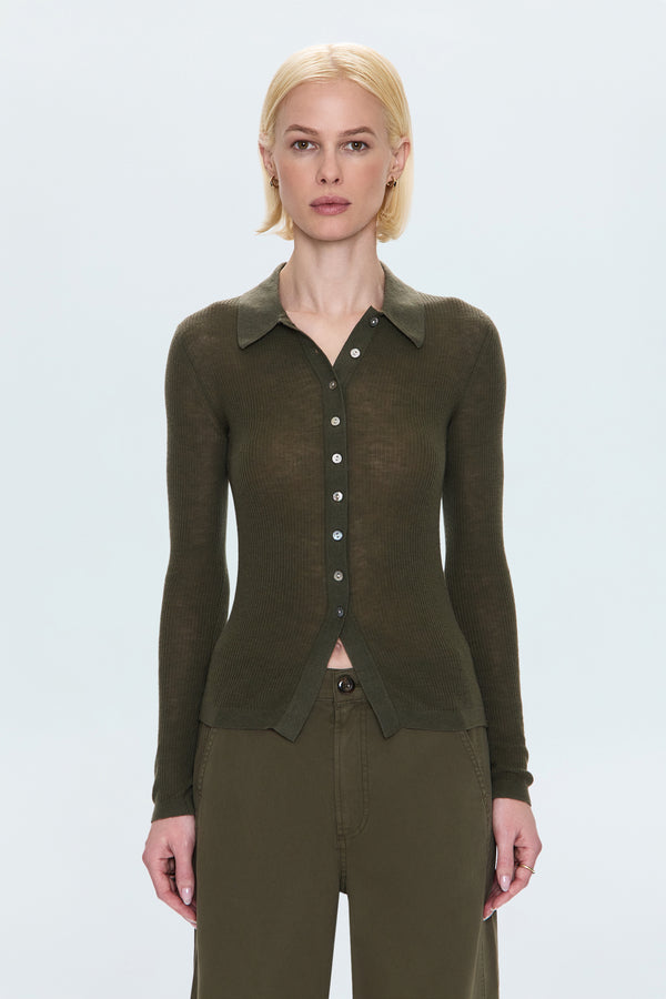 Korey Fitted Rib Cardigan - Sequoia