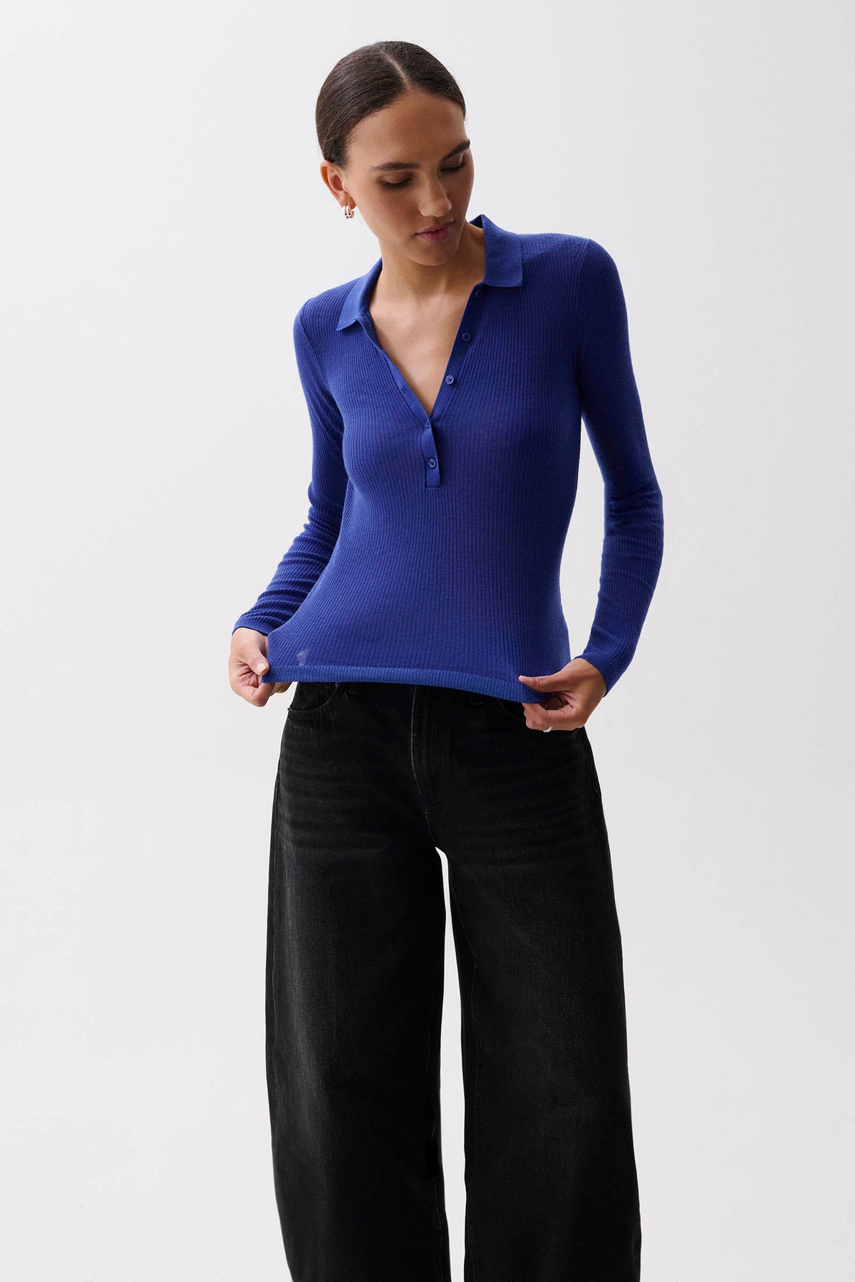 Elise Featherweight Polo Henley - Sapphire